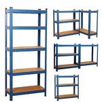 COZYBRITE Garage Shelving Units 5 Tier Heavy Duty Shed Storage Racking Shelf Metal Boltless 875kg Capacity 175kg Per Shelf for Warehouse Workshop Office (Blue, 70x30x150cm)