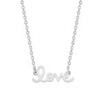 Ornate Jewels 925 Silver Letter Love Pendant Necklace with Chain for Women and Girls Trendy Stylish Jewellery Gifts