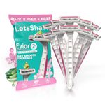 LetsShave Evior 2 Disposable Body Hair Removal Razor for Women with Vitamin E Lubricating Strip (Pack of 10)
