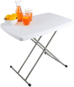 Everyday Home Folding Table - Lightweight Portable Folding Desk - Small Plastic Table for Camping, Playing Cards, and Crafting (White)