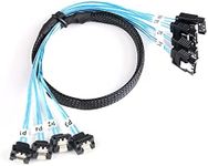 ADCAUDX SATA-III Cable:0.5M, 4Pcs/Set-SATA Cable 90-Degree Right-Angle SATA-Data Cable SAS/SATA-6Gbps Cable for Server-Raid Computer SDD HDD CD DVD Drives (1.6FT)