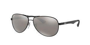 Ray-Ban Men's RB8313 Carbon Fiber Aviator Sunglasses, Black/Polarized Grey Mirror Black, 61 mm