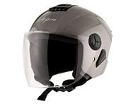 Vega Aster Dx ISI Certified Smooth Gloss Finish Open Face Helmet for Men and Women with Clear Visor(Anthracite, Size:L)