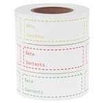 900 Pieces Removable Food Storage Labels Freezer Labels 1x3in Food Storage Stickers Refrigerator Freezer Labels Adhesive Paper Labels(3Rolls,Red,Yellow,Green)