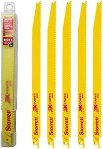 Starrett Wood Cutting Reciprocating Saw Blade - 5 Pieces BT126-5 Bi-Metal 300 mm/12" Inch 6 TPI Unified Shank - Compatible with Bosch Dewalt Makita & Many Others