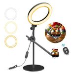 LUXSURE 10" Ring Light with Tripod Stand & Phone Holder, Overhead Phone Mount with Ring Light, Desk Tripod Adjustable Shooting Arm for Makeup/Selfie/Live Stream/Video Recording