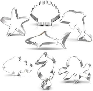 Under The Sea Creatures Cookie Cutter Set-3.5"3"-7 Piece-Shark, Seastar, Seashell, Seahorse, Whale, Octopus, Fish Cookie Cutters Molds for Kids Birthday Party Supplies Favors.