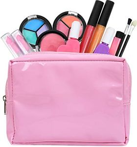 Click N' Play Kids Washable Makeup Set with A Pink Cosmetic Kit Tote Bag (Set of 13)