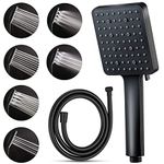 Newrdsss Shower Head and Hose Set, High Pressure Shower Heads with Hose 1.5m Handheld Water Saving Shower Head with 6 Spray Modes Adjustable, Universal Power Shower Head for Low Water Pressure(Black)