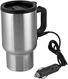 12V Car Heating Cup Car Heated Mug, 450ml Stainless Steel Travel Electric Coffee Cup Insulated Heated Thermos Mug