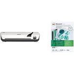 Rexel Style A4 Home and Office laminator, White with GBC IB585036 A4 2x80 Micron Gloss Laminating Pouches, Pack of 100