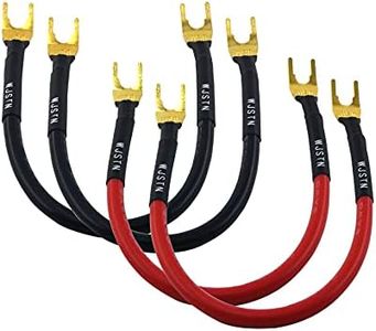 WJSTN Fork Spade Plug to Right Angle Banana Plug Speaker Jumper Cable Banana Plug to Y Plug Speaker Cable for DIY Home Theater, Speaker etc 8in/4-Pack