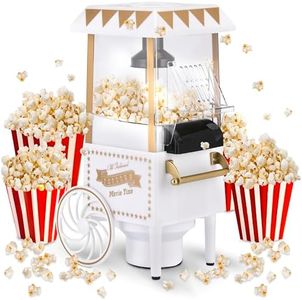NK Retro Popcorn Maker, Electric Popcorn Maker 1200W, Easy to Use Button, Ready Preparation in 2 Minutes, Hot Air, Size 0.3L, Portable, Ideal for Home (White)