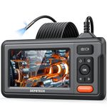 DEPSTECH Dual Lens Endoscope, HD Borescope Inspection Camera with Light, 4.3'' IPS Screen, IP67 Waterproof, 16.5ft Semi-Rigid Drain Pipe Snake Camera for Car Wall Plumbing HVAC