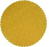 O'Creme Gold-Top Scalloped Round Cake and Pastry Board 3/32 Inch Thick, 9 Inch Diameter - Pack of 10