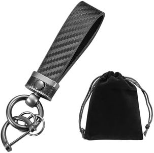 1 juego de llaveros de coche de piel de fibra para hombre con hebilla de herradura y 2 anillos de color sólido, así como 1 bolsa de almacenamiento negra, adecuado como regalo para el día del padre y
