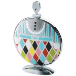 Alessi "Fatman" Folding Cake Stand in 18/10 Stainless Steel Mirror Polished with Decoration, Multicolor