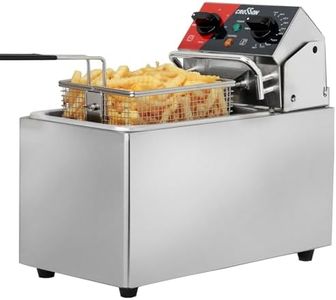 Freidora de sobremesa eléctrica CROSSON 4L con cabezal giratorio fácil de limpiar, temporizador de 30 minutos, depósito de aceite extraíble 304 SS con asa (depósito individual de 4L)