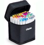 Ohuhu 80 Colours Dual Tips Permanent Marker Pens Art Markers for Highlighter Pen with Carrying Case for Drawing Sketching Adult Colouring Highlighting and Underlining