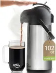 Cresimo Coffee Carafe with Pump - 102oz / 3L Airpot 12 Hours Large Hot Water Carafe, Cocoa Dispenser for Parties - Tea Flask, Insulated Stainless Steel Airpots for Hot Beverage Dispenser -Coffee Pump