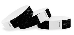 Jaimee Tyvek Paper Wristbands for Events Party Pack of 250 (Black)