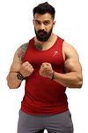 Light tank top Stylish Workout Mens Slim Fit Gym Vest with Anti-Bacterial Finish, Faster Moisture Absorption (Small, Maroon)