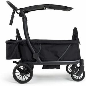 KETTLER Klappbollerwagen COMPACT in Schwarz | Tablett & Getränkehalter GRATIS | Faltbar mit Sonnenverdeck | Platzsparend (Flur & Auto) | Wendig & leicht fahrbar | Robust | 70kg Traglast | 1-2 Kinder