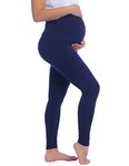 Amorbella Maternity Leggings Over Bump Cotton Soft Pants Yoga Pajama Plus Size (Blue, XXL)