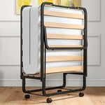 Giantex Folding Bed with Mattress for Adults, Cot Size Rollaway Bed for Guest, Portable Foldable Bed w/Memory Foam Mattress & Metal Frame for Easy Storage, 75"x 31"