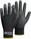 KAYGO Winter Work Gloves for Men and Women, 12 Pairs Thermal Insulated Safety Work Gloves PU Coated, Smooth Grip on Palm & Fingers,Ideal for Freezer Work,Black,L