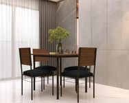 ANISHWAR Indoor & Outdoor Dining Room and Living Room Set Metal 4 Seater Dining Set | Black and Brown Finish