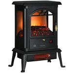 HOMCOM 22" Infrared Electric Fireplace Stove, Freestanding Fireplace Heater with 3D Flame Effect, Adjustable Temperature, Timer, 1000W/1500W, Black