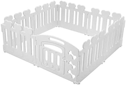 Pet Scene 2in1 Dog Playpen Pet Cat Kennel Enclosure Cage Fence Safety Gate Playpen Crate Pet Whelping Box with Barrier for Kitten Puppy Furniture 8 Panels,White,Size 235x78x60CM