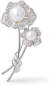 Perles Broche Femme - Broches de perle vintage avec 5a Zircon - Pull-over en robe manteau chemise, cadeau de bijoux pour amie mère fille - Mariage - Cadeau d'anniversaire de Noël