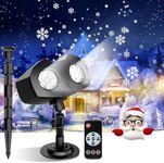 2024 Snowflake Projector Christmas Lights Outdoor, Remote Control Led Christmas Projector Light, IP65 Waterproof Snowfall Landscape Lighting for Halloween Decor, Holiday Wall Christmas Decor