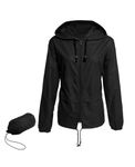 Zando 2024 Rain Jacket Women Lightweight Windbreaker Jacket Waterproof Raincoat for Women Packable Womens Jacket Spring Jacket with Hood Women Windbreaker Plus Size Raincoats Waterproof A Black L