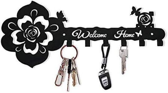 Deveosa Key Hooks Holder for Wall Decorative - Small Black Entryway Welcome Home Sign Key Hanging Hangers Wall Mounted Racks