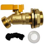 Mirone MR-09483 Brass Rain Barrel Spigot, (3/4" Quarter Turn Ball Valve w/Bulkhead Fitting, Thread Tape)
