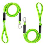 Bungee Boat Dock Line with Stainless Steel Clip, Mooring Rope, Bungee Rope, PWC Dockline Boat Accessories, Perfect for Jet Ski, Boats, Kayak, Pontoon, Canoe, Wave Runner 2 Pack (Green II)