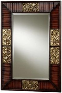 Touch of Class Sarantino Rectangular Beveled Wall Mirror - Natural Cherry - Traditional Style - Elegant Decorative Hanging Mirrors for Bedroom, Hallway, Entryway - 35 by 24 Inches