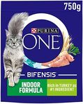 Purina ONE Indoor Cat Adult Dry Cat Food Rich in Turkey 750g, Pack of 4