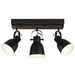 YILYNN Farmhouse Track Lighting Fixtures Ceiling, Black Metal and Wood Wall Mount Track Lighting, 3 Adjustable Light Heads,E26 Track Lighting for Kitchen Sink Dinning Room Bathroom.