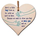 The Plum Penguin Handmade Wooden Hanging Heart Plaque Gift a little hug from us to show you we care miss you long distance wall hanger cute rainbow design for family friends grandparents