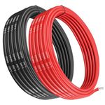 Gruiqrd 10 Gauge Silicone Wire, 10 AWG 5.26mm² Electrical Cable 5M [2.5m Black and 2.5m Red], Flexible 1050 Strands 0.08 mm of Tinned Copper High Temperature Wire for RC Car, Marine, Drone, etc