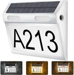 Solar House Numbers, Solar Address Sign Stainless Steel House Numbers Waterproof, 3-Color Lighting Modes Address Plaque Illuminated Address Sign LED Outdoor Plaque Lighted Up for Home Yard