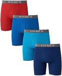 Hanes Ultimate Men's Comfort Flex Fit Boxer Briefs, Ultra Soft Cotton Modal Blend, Red/Blue/Navy-4 Pack, X-Large