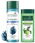 Biotique Bio Kelp Fresh Growth Protein Shampoo, 190ml & Biotique Bio Green Apple Fresh Daily Purifying Shampoo and Conditioner for Oily Scalp and Hair, 180m