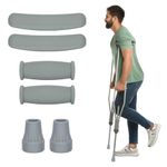 supregear Crutch Accessory Replacement Kit, Crutch Pads, Hand Grips and Crutch Tips for Walking Arm Crutches, Handle Cover and Foot Pad, Fits Standard Aluminum Crutches 6 Pieces Set, Grey