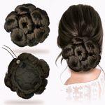 HAIR WALA™ Donut Chignon Flower Style Drawstring Bun Hair Extension Drawstring Updo Brown Brunette For Women Gril Lady Accessories, Matte Finish(Brown Color) (Brown)