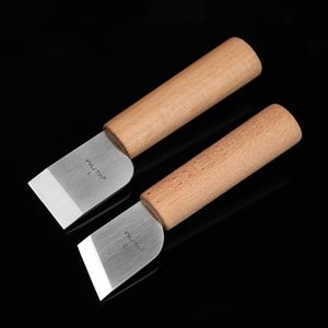 WUTA Skiving Knife Leather Craft Cutting Tool - DIY Craft Knife Sharping Tool High Speed Steel, Flat & Slanted Blade Left Handed, 2 Packs
